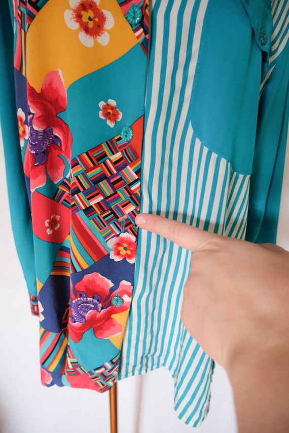 Vintage 80s Avant Garde Oversized Billowy Silk Gr… - image 7