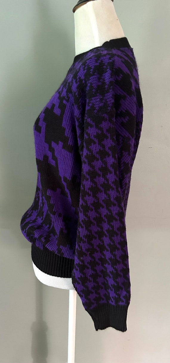 Vintage 80s/90s Purple and Black Houndstooth Patt… - image 2