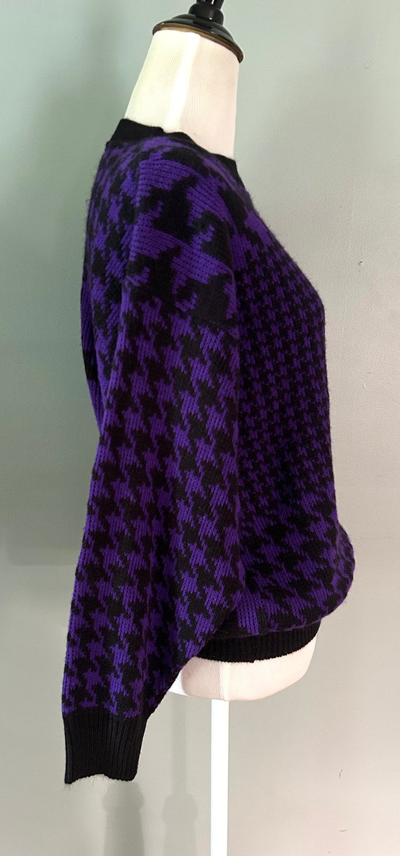 Vintage 80s/90s Purple and Black Houndstooth Patt… - image 3