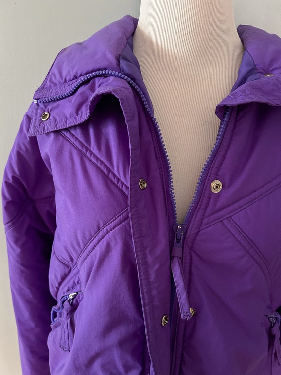 Vintage 80s Purple Ski Jacket Winter Coat Bright … - image 3