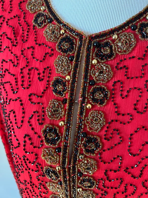 Vintage 80s Silk Sequins Glam Art Deco Gypsy Bead… - image 4