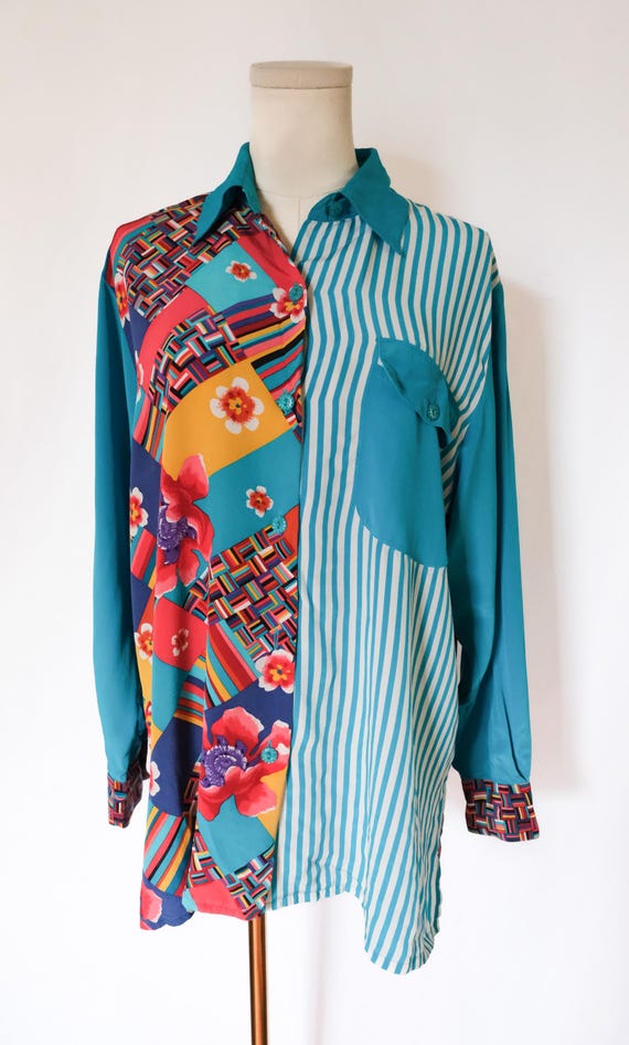 Vintage 80s Avant Garde Oversized Billowy Silk Gr… - image 2