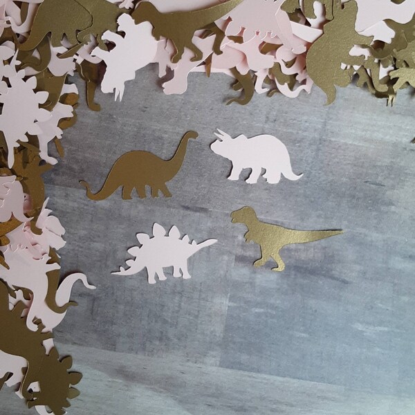 Pink and Gold Dinosaur Birthday Decorations, Gold Dinosaur Confetti, Girl Dinosaur Birthday Decorations, Dinosaur Party Decorations