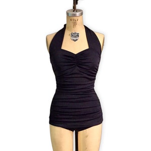 Helen Retro Vintage One Piece Women&#39;s Swimsuit - Solid Colors -Custom Made to Your Measurements