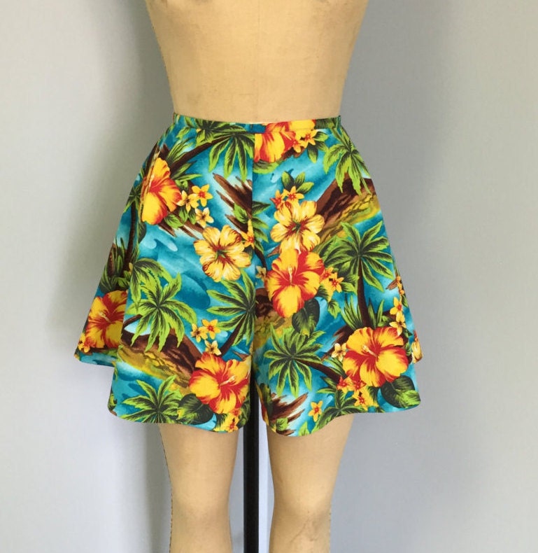 Lola Teal Hawaiian Tap Shorts | Etsy