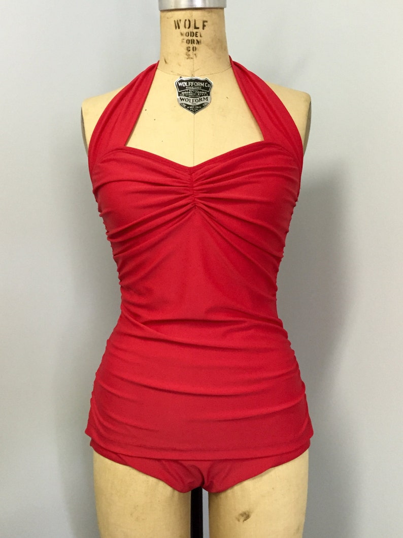 Helen Retro Vintage One Piece Women's Swimsuit Solid Etsy