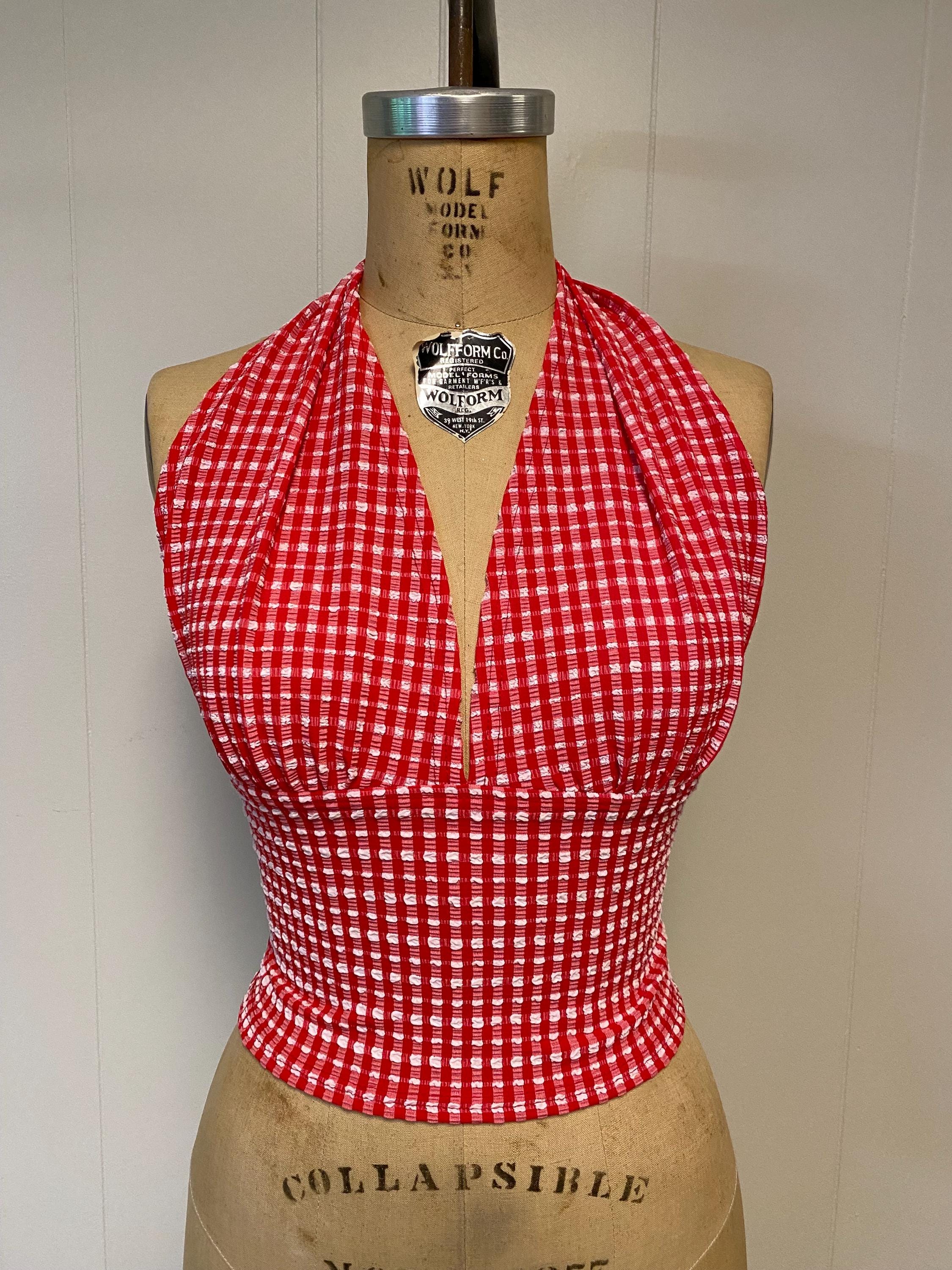 フィードサック　ホルタートップ　70s vintage 70s Vintage Halter Top - Etsy