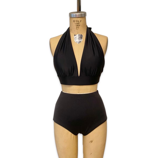 Marilyn Retro Vintage Two Piece Women's High Waist Bikini Swimsuit - Custom Made to Your Measurements