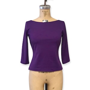 Retro 1950s Boat Neck Top: Stretch Velvet or Knit, Made To Order
