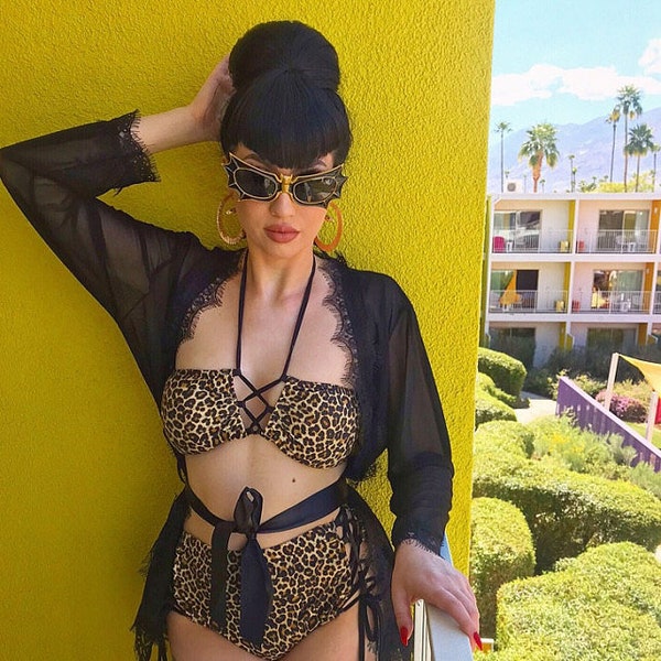 Xenia Retro Vintage Two Piece Women's High Waist Bikini Swimsuit - Made to Order