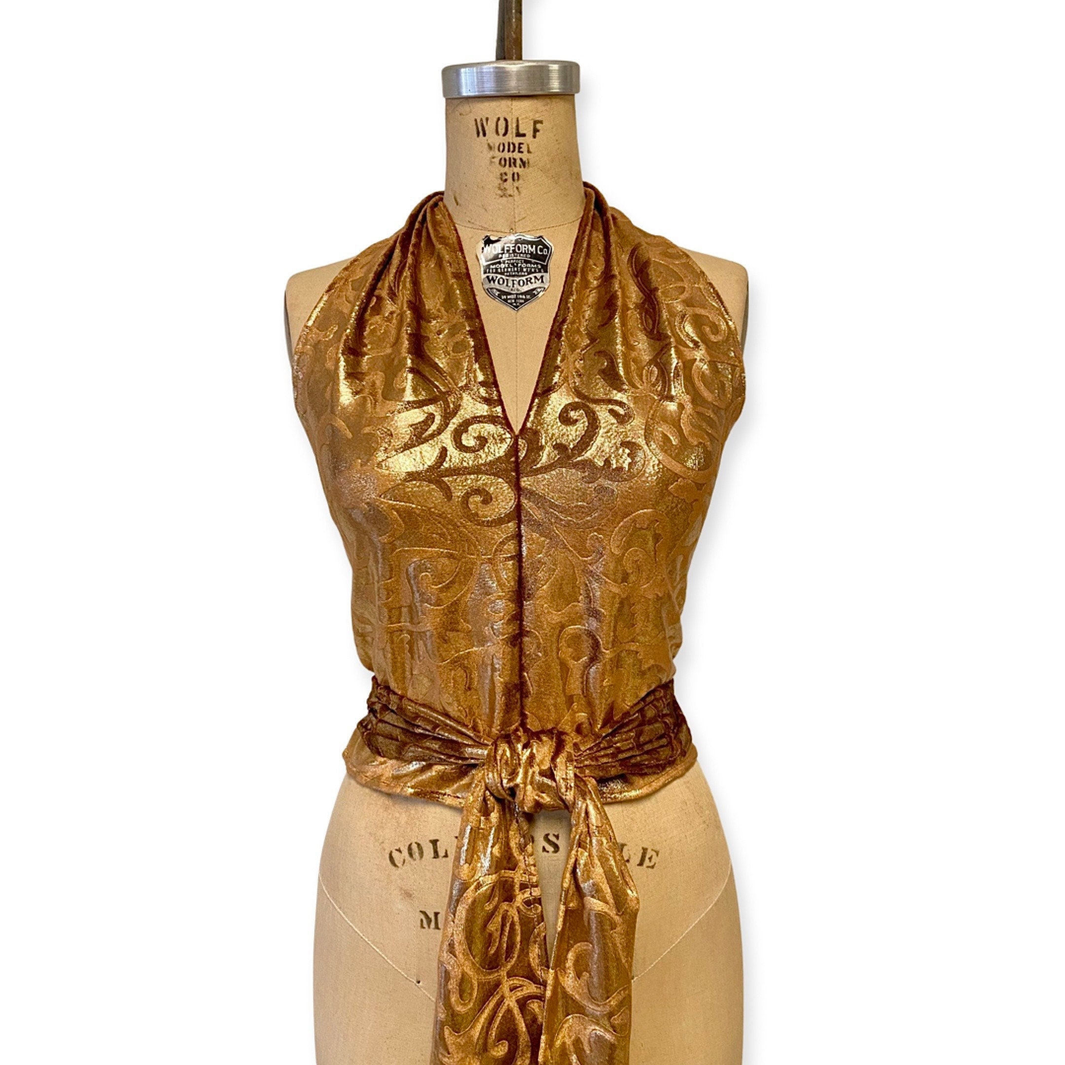 70s Gold Halter Top - Etsy