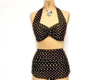 FRAUIT Damen Vintage Polka Bikini Sets Badeanzüge Badeanzug Polka Underwire Badeanzug Badeanzug Bikini mit Hoher Taille Volle Größe FRAUIT Damen Vintage Polka Bikini Sets Badeanzüge Badeanzug Polka Underwire Badeanzug Badeanzug Bikini mit Hoher Taille Volle Größe