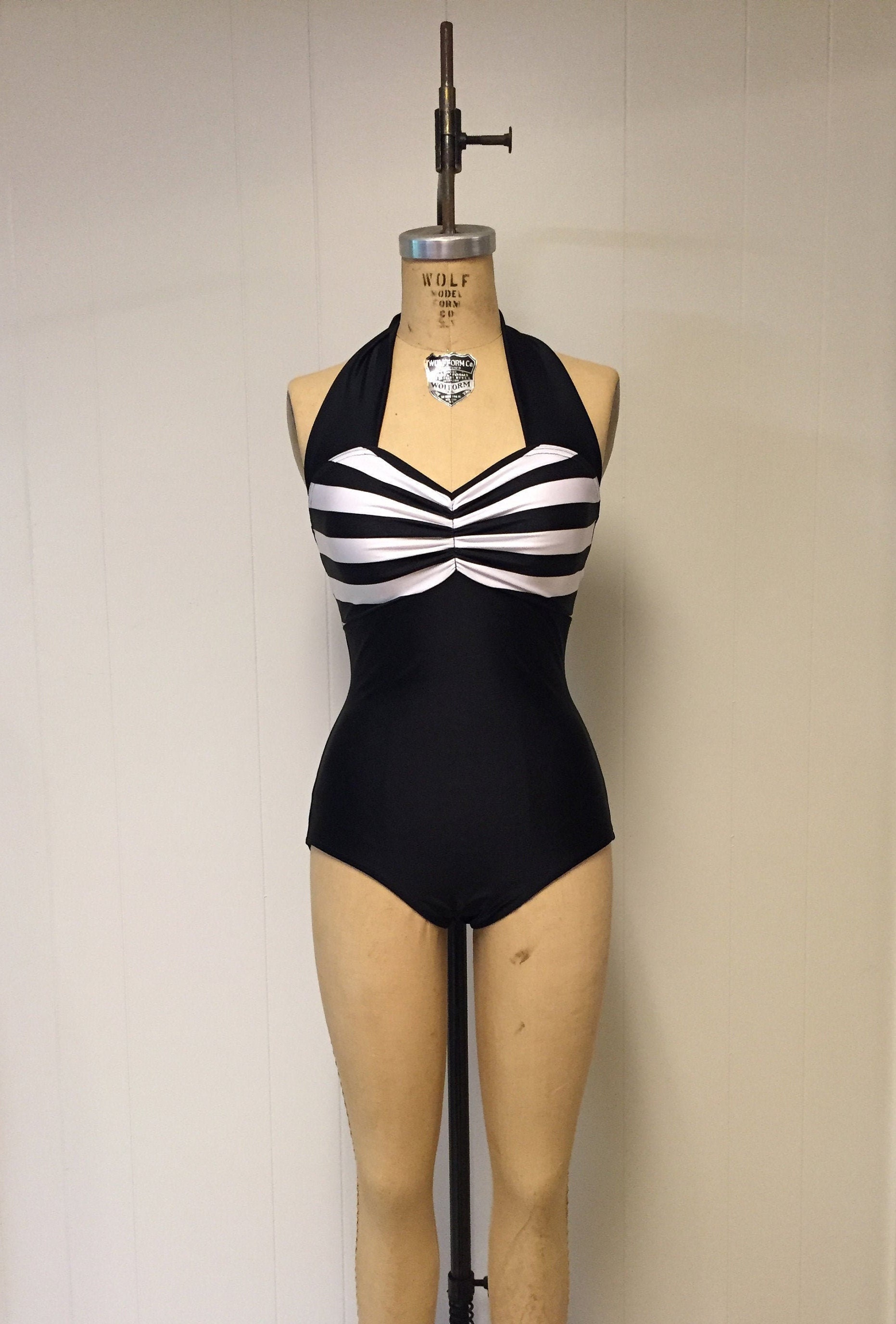 Barbie Blk/Wht Stripe Swimsuit | Etsy