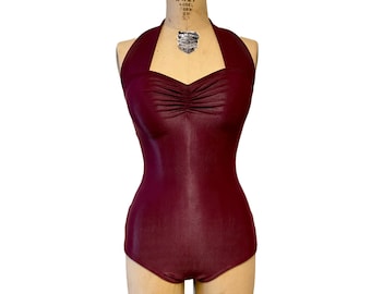 Helly Retro Vintage One Piece Women's Swimsuit - 1970s Ribbed Fabric - Custom Made to Your Measurements