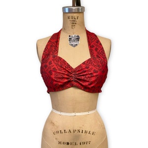 Versandfertig-Helen Retro Vintage Damen Bikini Top Print Farben