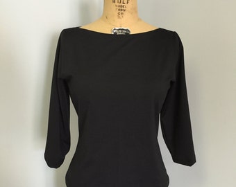 Mary Ann Retro 1950s Boat Neck Top: Stretch Knit, Made To Order