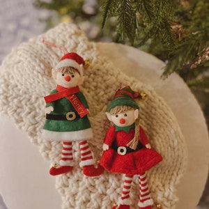 Embroidered Elf Christmas Ornament