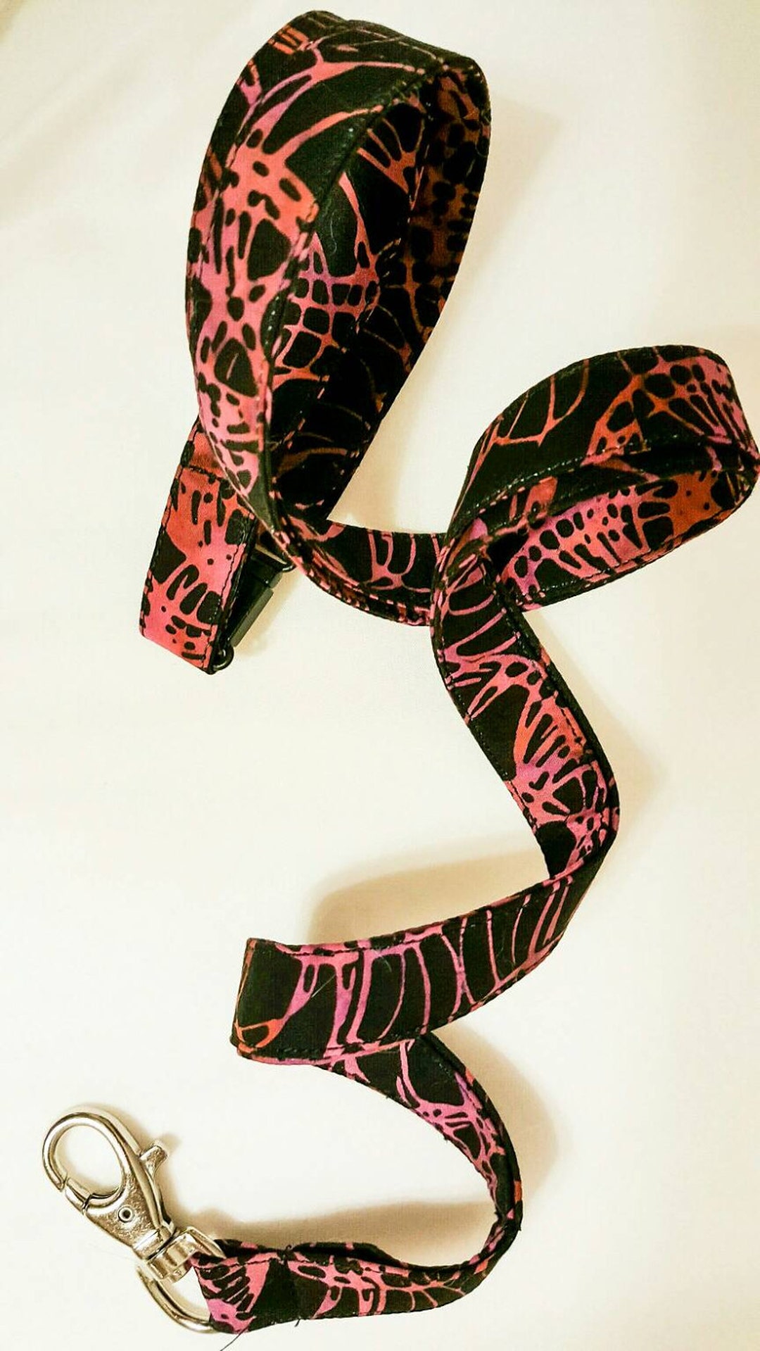 Breakaway Extra Long Safety Lanyard in Purple Pink Swirl Batik on Black ...