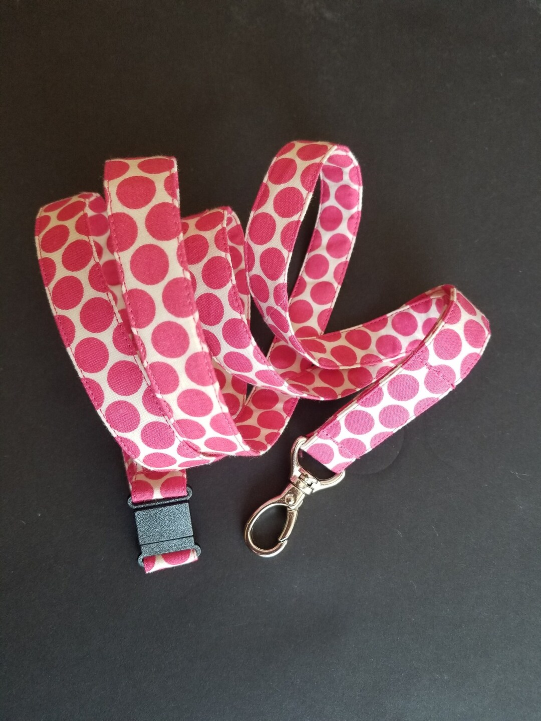 Breakaway Extra Long Safety Lanyard in Pink Dots on a White - Etsy
