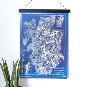 Mapa Vintage de Escocia / Highlands escocesas e islas Cyanotype Print / Blueprint / Art / Globe / Atlas / Geography / Wall Art / Decor