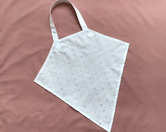 Adult bib, dignity bib, strapkin, napkin, clothes protector, broidery anglaise, white, grandparent gift, meal time, garment cover,