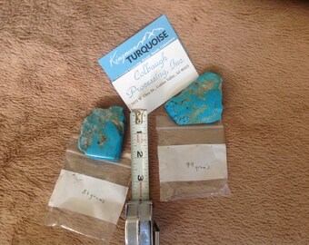 Stabilized Turquoise from Kingman mine. This is rough stones with one side polished.