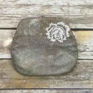 Sliver Floral Vintage Glass Beaded Purse / Sliver Beaded Pouch / Vintage Hand Bag Purse Clutch