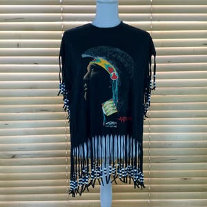1989 Vintage Esko Originals Apache Black Beaded Fringe XL Top