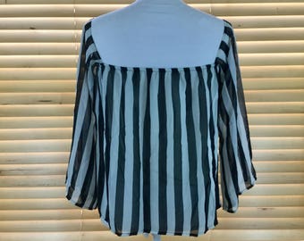 Gracie Black and White Striped Off The Shoulder Top
