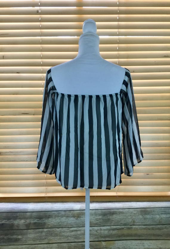 Gracie Black and White Striped Off The Shoulder To