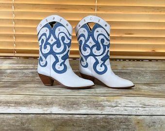 Vintage Zalo mujeres tamaño 11M botas occidentales / botas adornadas / botas con joyas tachonadas