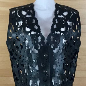 Laser Cut Vintage Black Vest