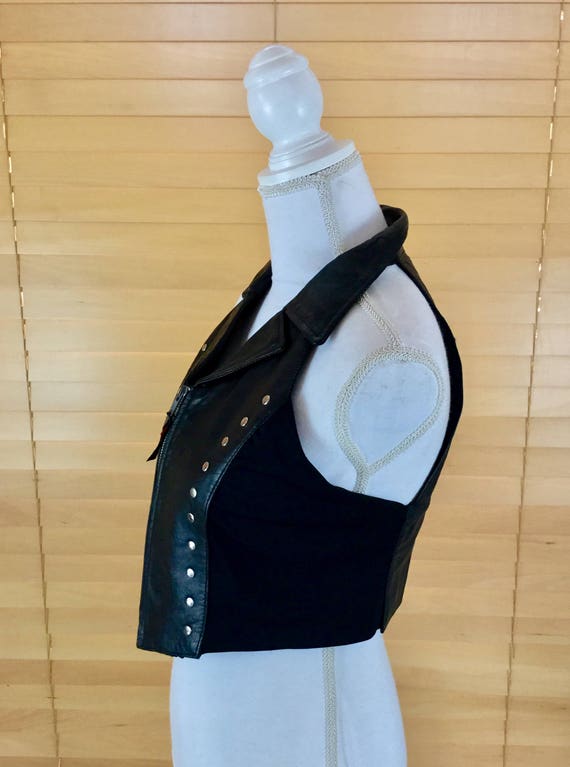 Black Vance Leather Halter Top Vest - image 4