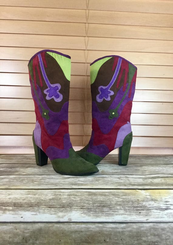 Michael Antonio Geometric Suede Leather Multi-Colo