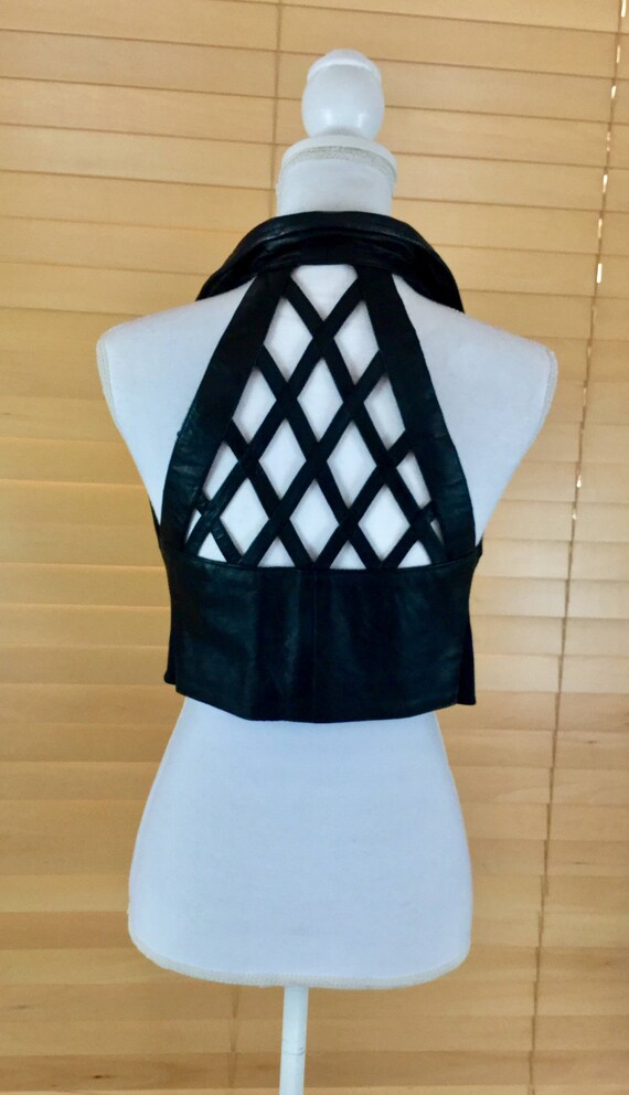 Black Vance Leather Halter Top Vest - image 3