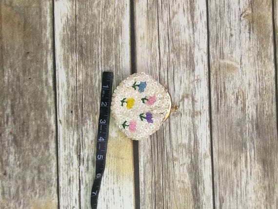 Sequin Beaded Floral Change Purse | Small Beaded … - image 4