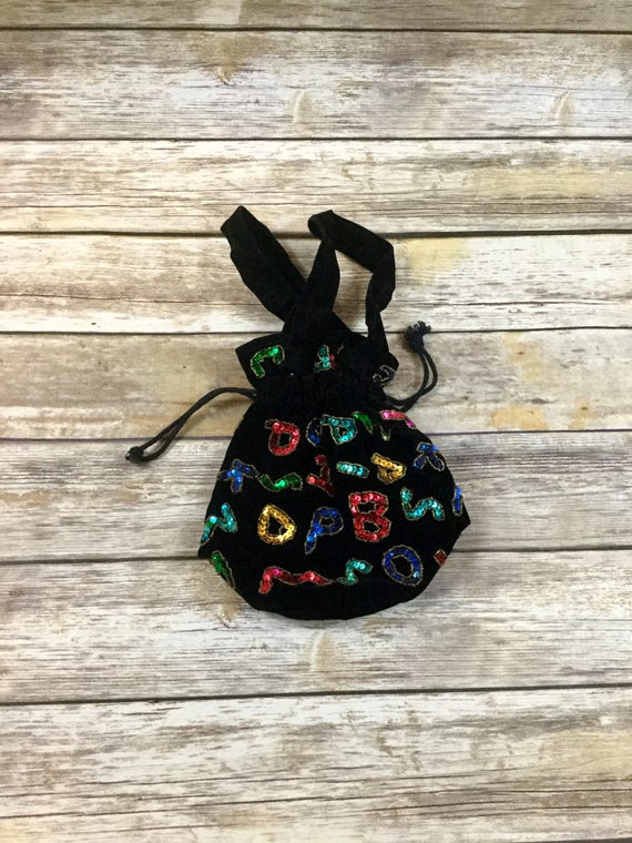 Vintage Draw String Rainbow Sequin Purse / Sequin… - image 5