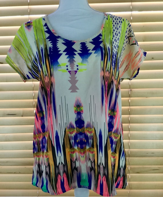 Multicolor Aztec Rainbow Shirt - image 2