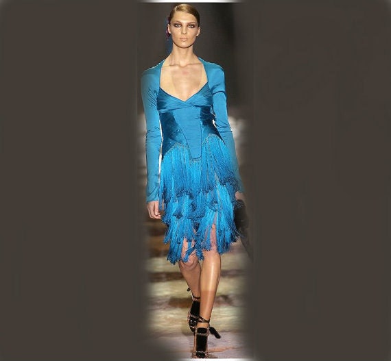 Gucci Dress Tom Ford Blue Silk Dress Runway Collection - Etsy
