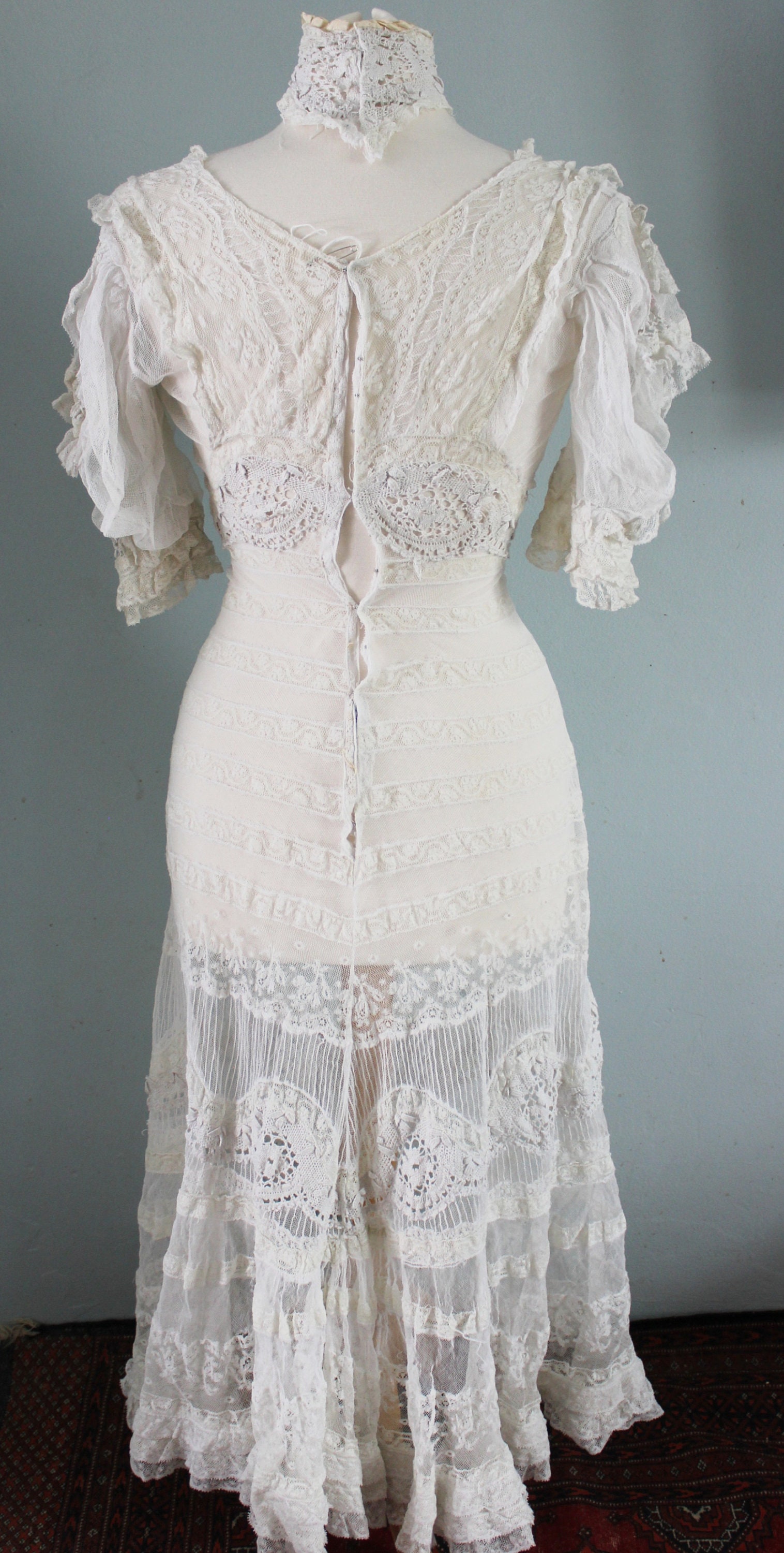 Antique Irish Lace and Net Wedding Dress Original Ca | Etsy