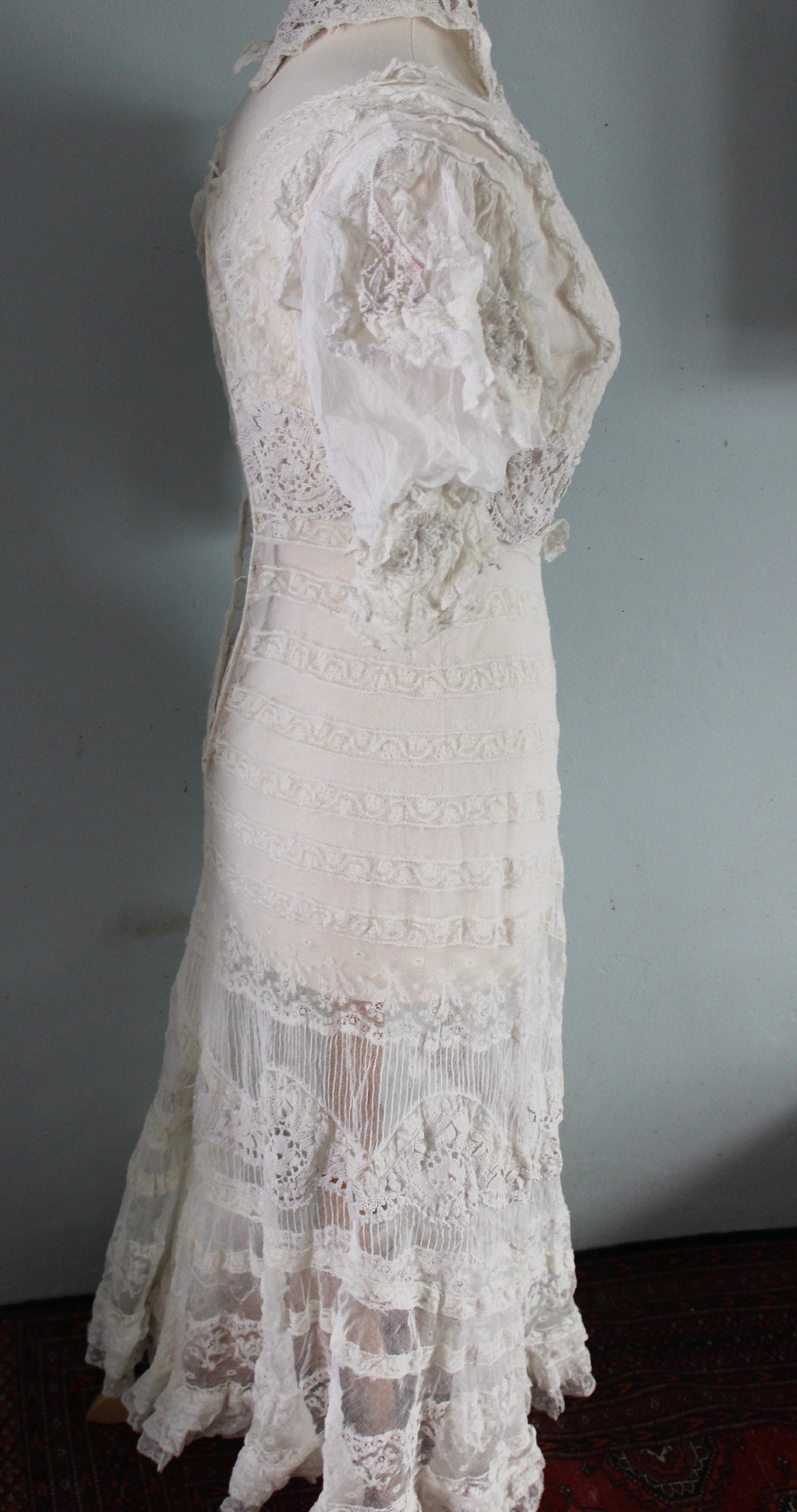 Antique Irish Lace and Net Wedding Dress Original Ca | Etsy