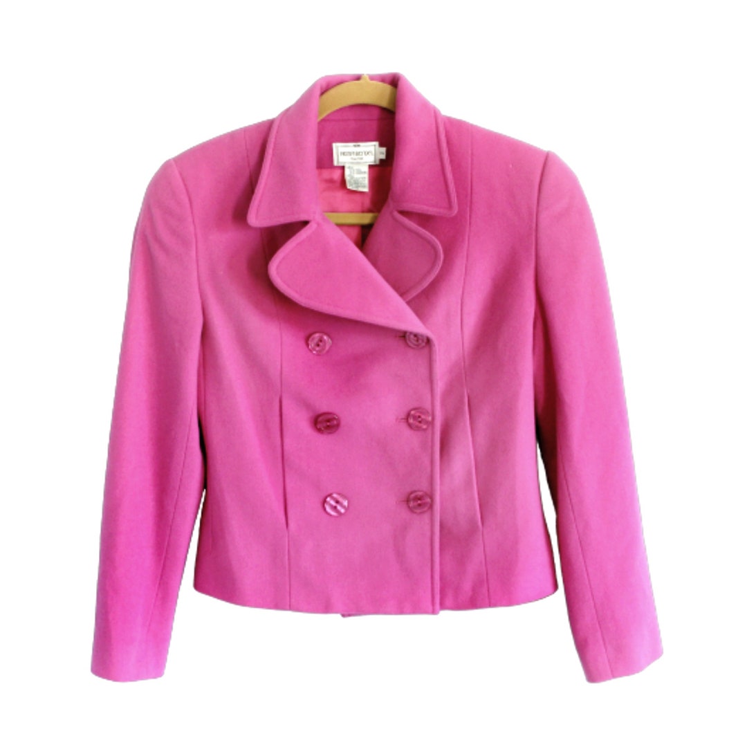 Hot Pink Wool Cashmere Short Coat Jacket by Henri Bendel Size Etsy
