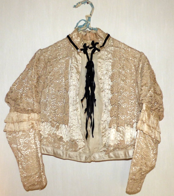 Antique Battenberg Lace Bodice Jacket Blazer 1890'