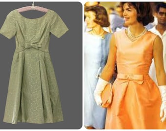 1960's Summer Dress with Bow Jacqueline Kennedy Style XS/S size