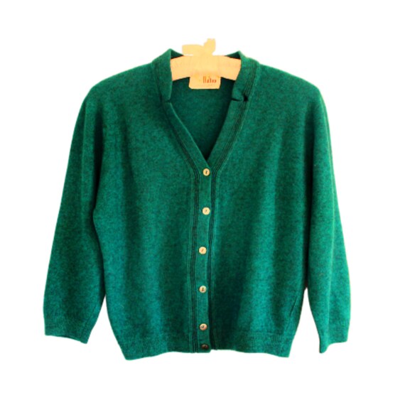 1950s Green Cashmere Retro Cardigan