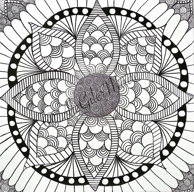 Handmade Floral Painting Drawing Bohemian Boho Mandala Etsy