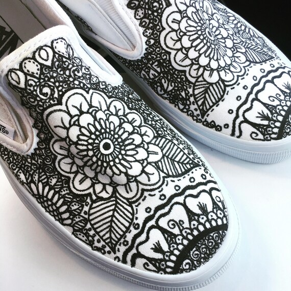 vans shoes flower design