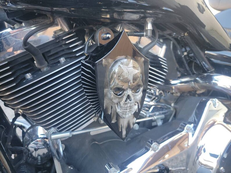 Custom Harleydavidson Horn Cover With 3D Skull and Tattered Etsy