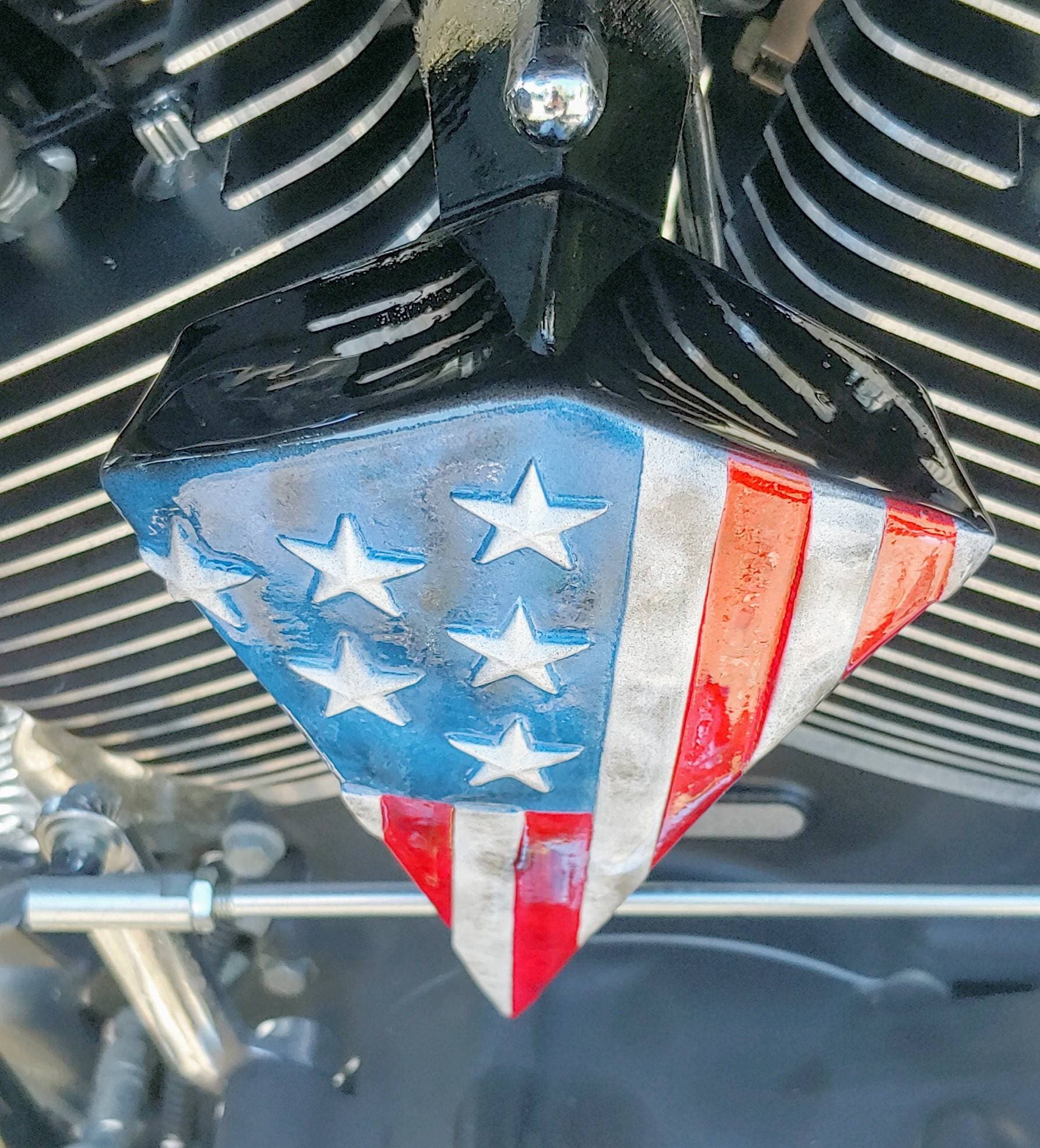Custom Harley-Davidson horn cover with 3D American flag