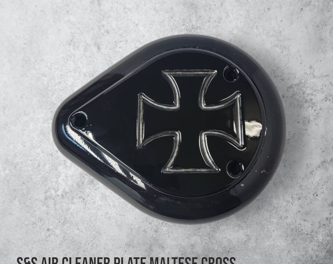 Harley Davidson S&S air cleaner plate cover Maltese cross